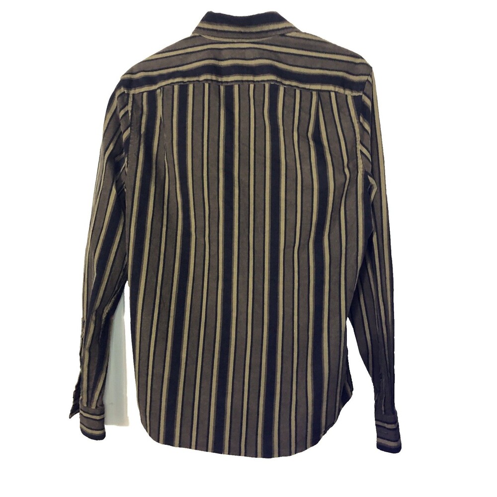 Mens Express Shirt S Corduroy Striped Brown Black Button Down Long Sleeve NWT - Picture 2 of 6